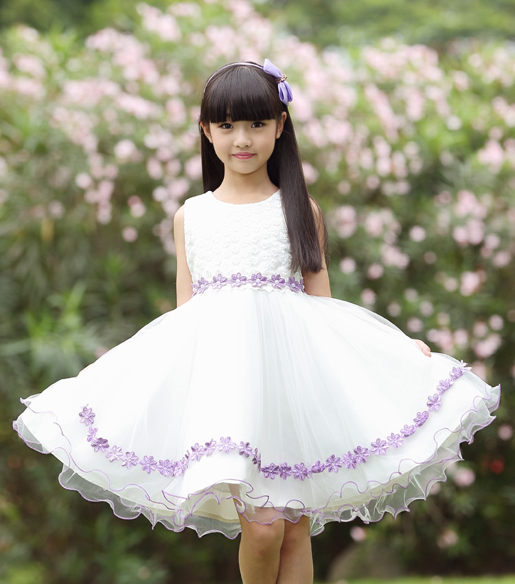 米迪童 韩版夏装女童裙子 中大童花边公主裙连衣裙 童装工厂直销