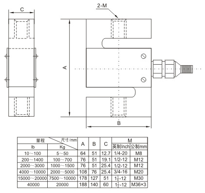 力傳感器 s型傳感器 拉壓兩用額定載荷 5-20000kg 綜合精度 0