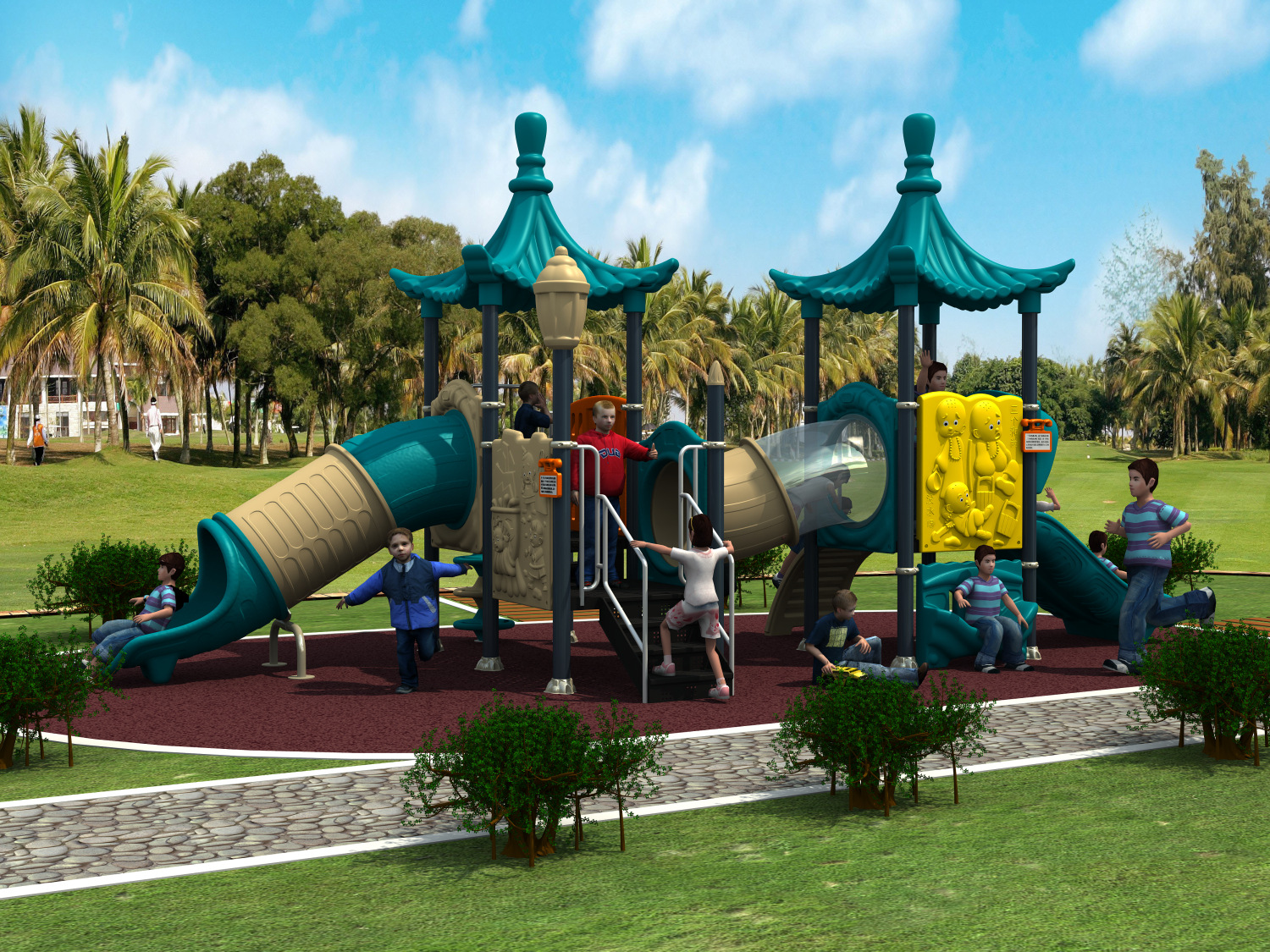 14年爆款小博士组合滑梯幼儿园小区的户外儿童游乐设备hd14-004a