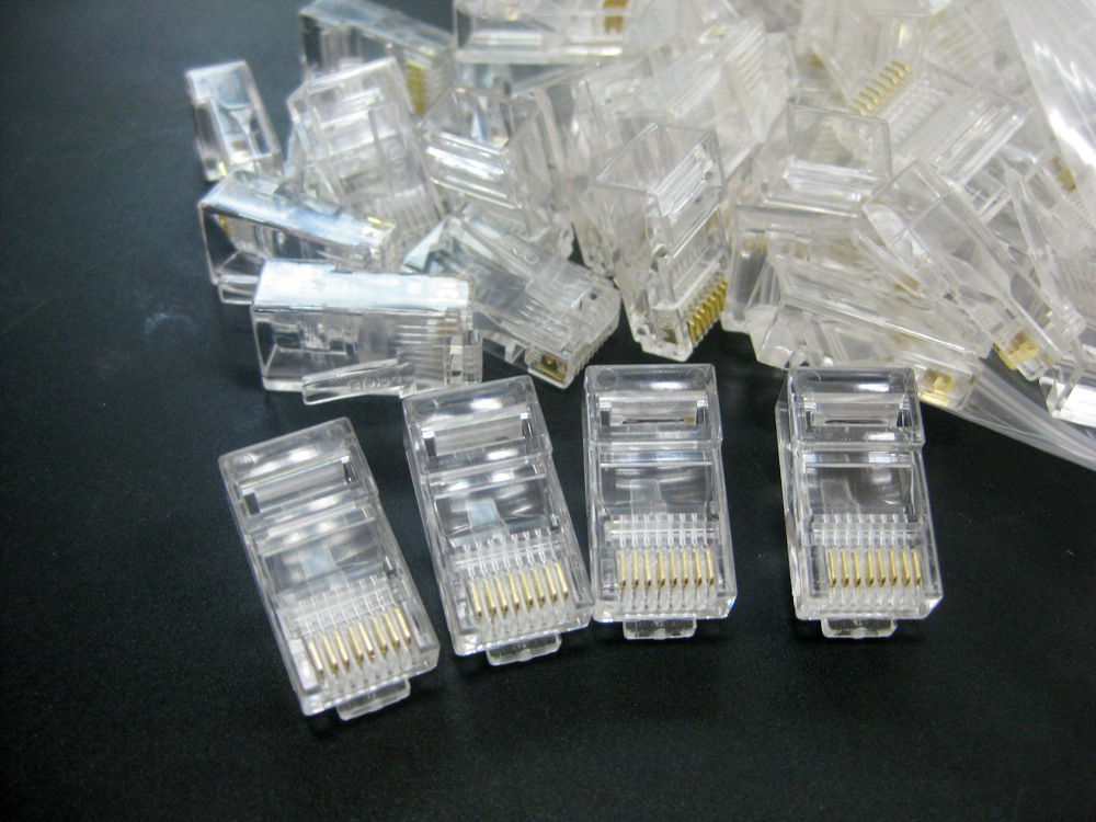 批发rj45网线水晶头 cob网络超五类水晶头 8p8c 普通网线专用