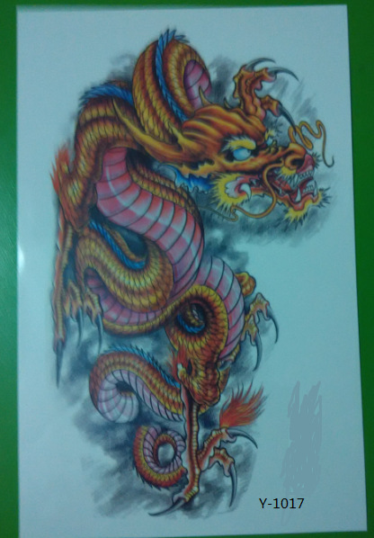 原创超大仿真彩色男防水纹身贴龙图腾逼真花臂贴纸厂家直销批发