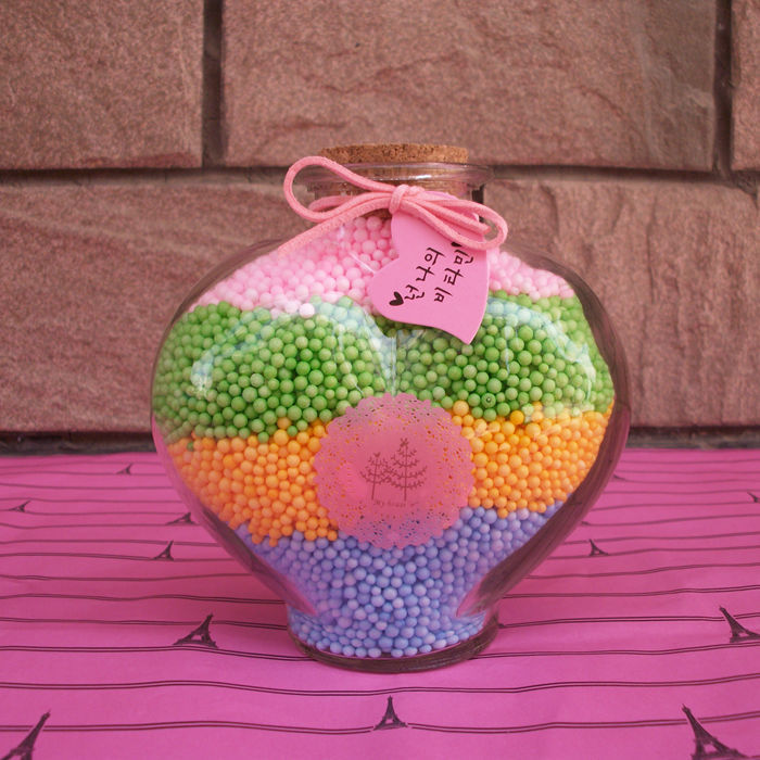 批发012大号彩豆心型玻璃许愿瓶 创意个性桌面装饰摆件工艺品