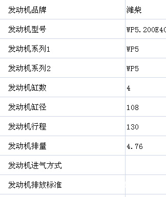 潍柴wp5.200e40发动机的性能参数图