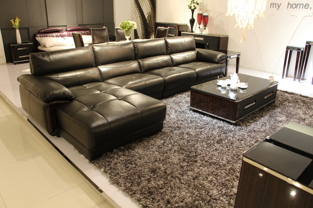 转角皮沙发 施华洛时尚转角真皮沙发