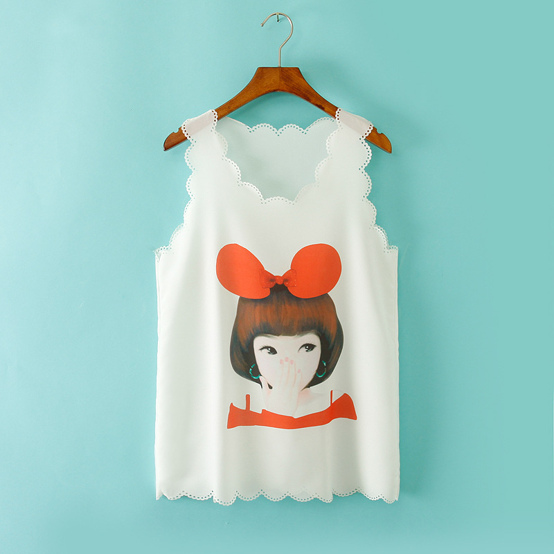 夏季清爽休闲百搭雪纺小背心 女式卡通吊带小背心 多款多色 批发