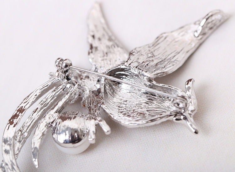 青岛饰品批发 高端韩国火凤凰镶钻天然珍珠胸针吊坠两用