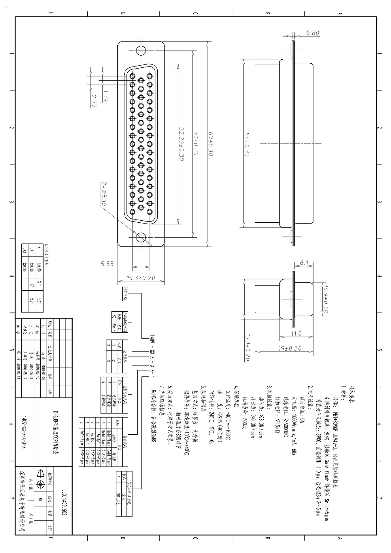 供应打端式db50母头 优联康打端式db50母头 品牌打端式db50母头