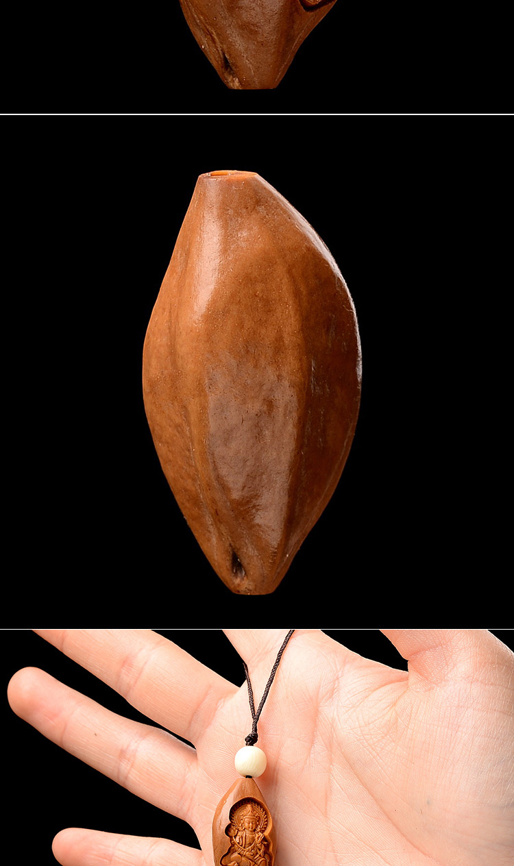 橄榄核单籽单核原皮观音菩萨橄榄核雕手机挂坠文玩把件