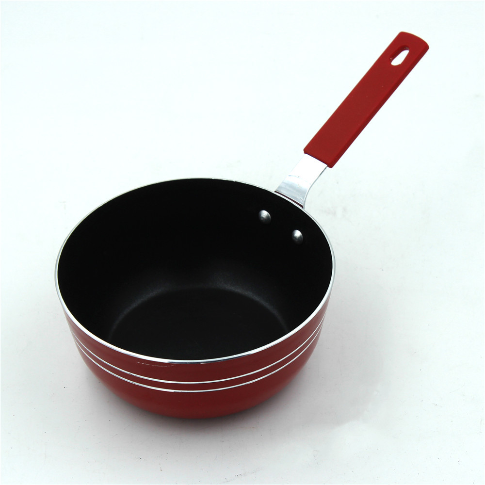 厂家直销12/14/16不粘铝制奶锅 炒锅黑色图层不粘锅批发