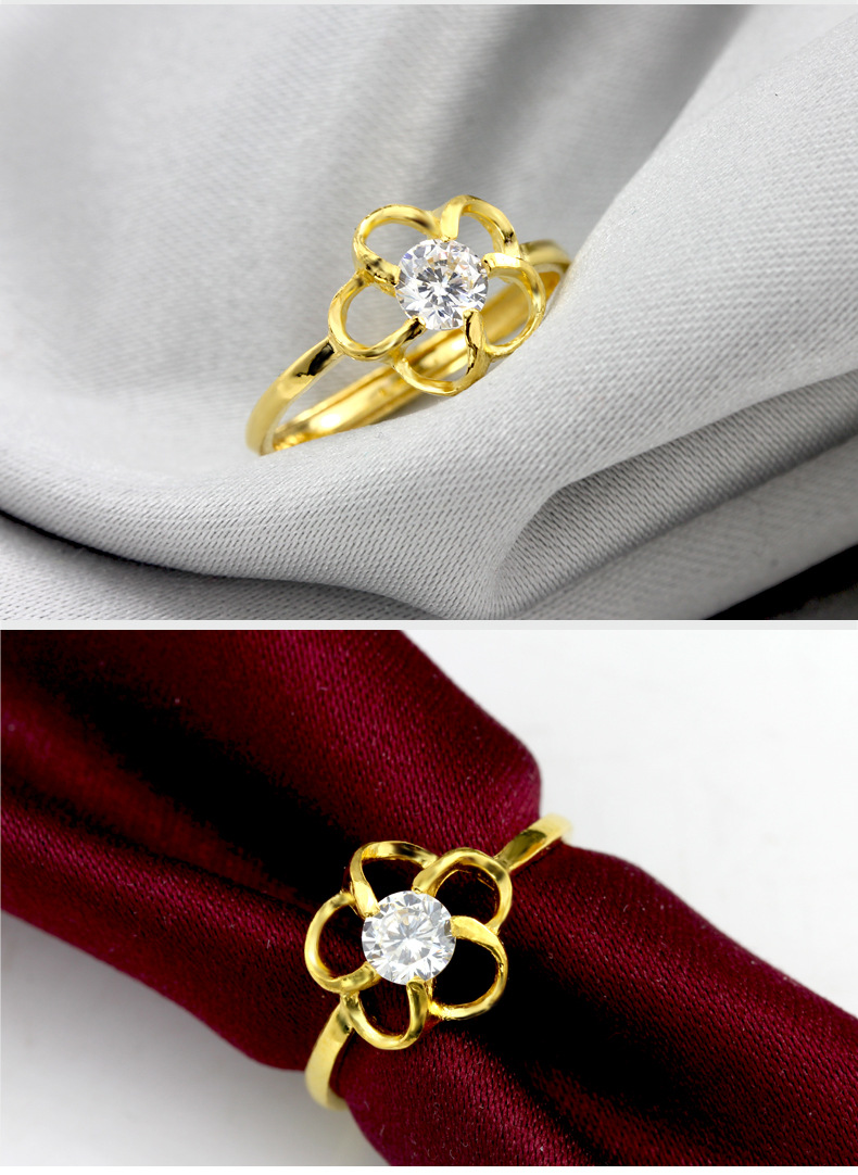 999千足金戒指 24k黄金女戒 花瓣形黄金首饰 黄金饰品批发