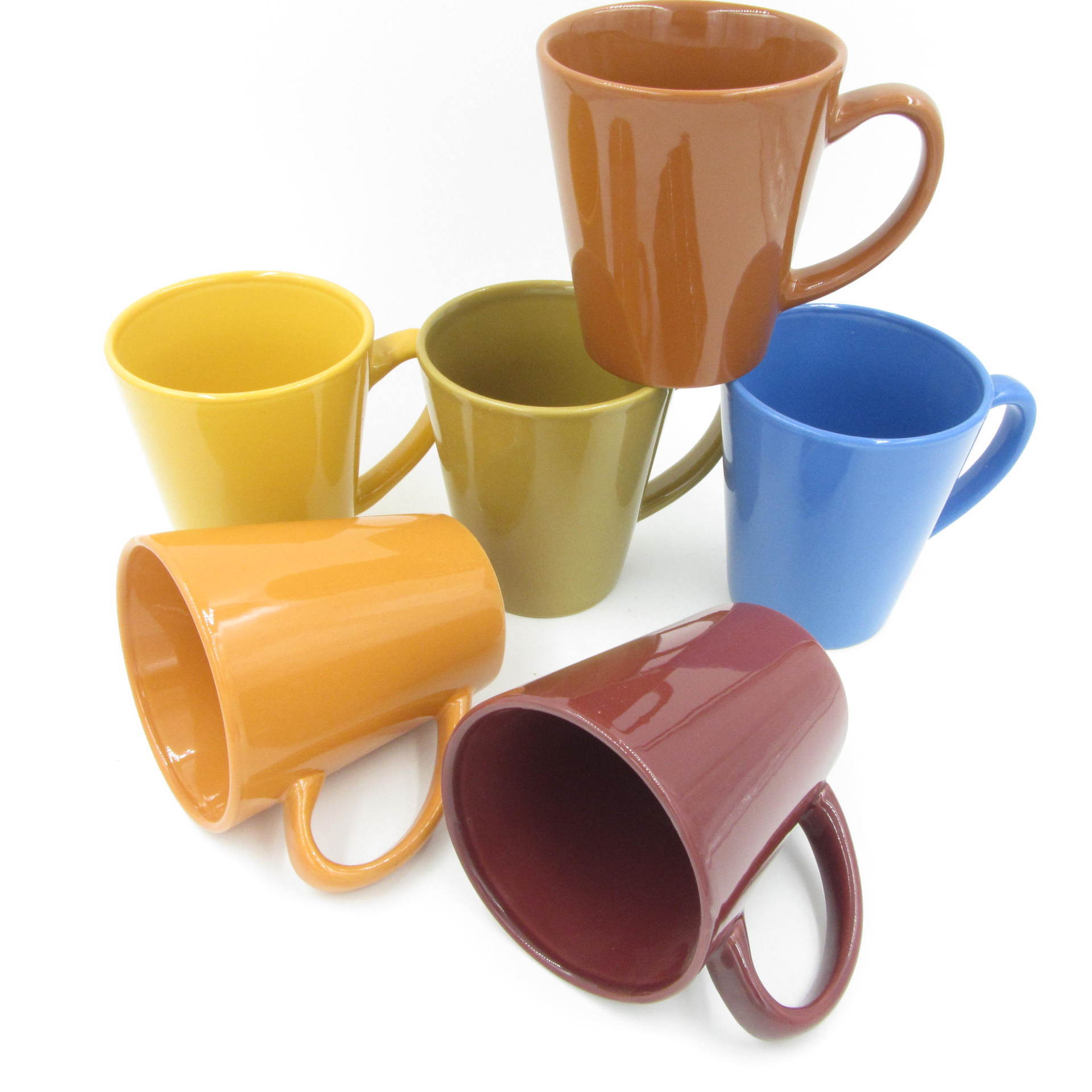 色釉v型漏斗陶瓷马克杯可定制logo 创意促销赠品水杯广告礼品杯子