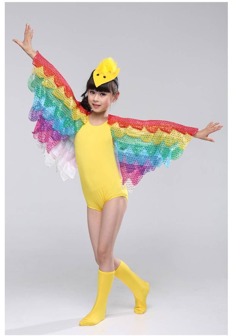 正品 儿童彩色小鸟鹦鹉舞台演出服装 多彩小鸟飞鸟表演服装