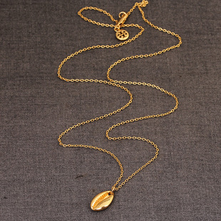 镀金防过敏金贝壳项链欧美新款首饰带标延长链中长款项饰一件代发