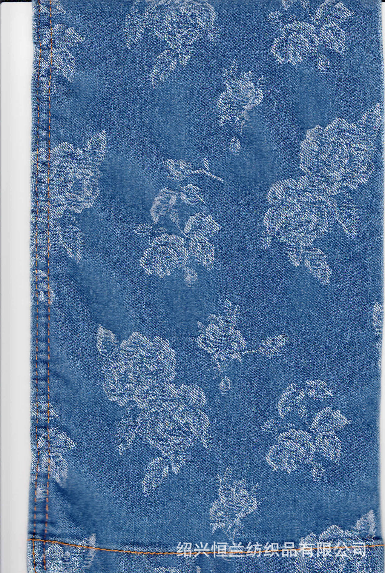 16*200/40涤棉弹力提花牛仔面料 8oz 靛蓝色