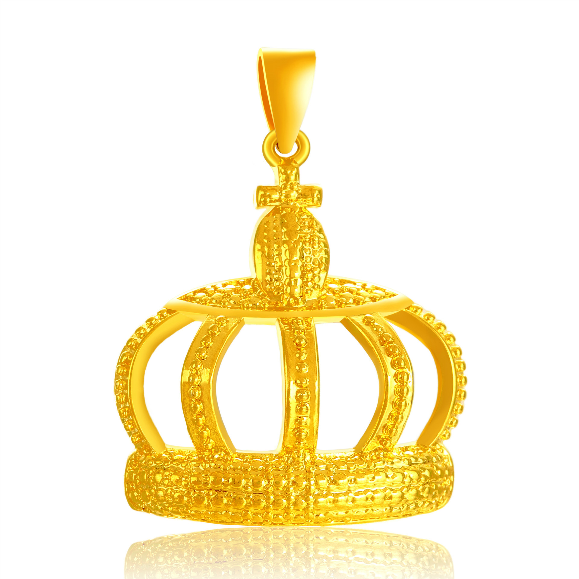 厂家直销 纯黄铜镀24k黄金吊坠 黄铜镀金 皇冠女士吊坠 首饰批发