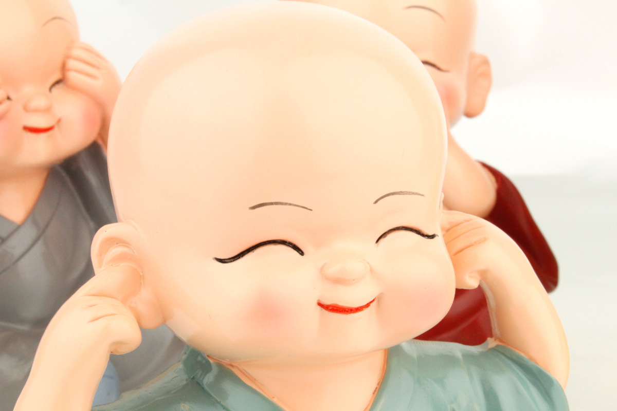 可爱功夫和尚 四不小沙弥不听不看不说不动树脂摆件 工艺品批发