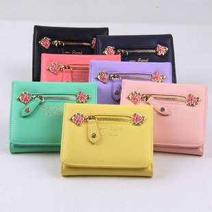短款三折小花钱包迷你可爱零钱包2014新款小清新钱夹