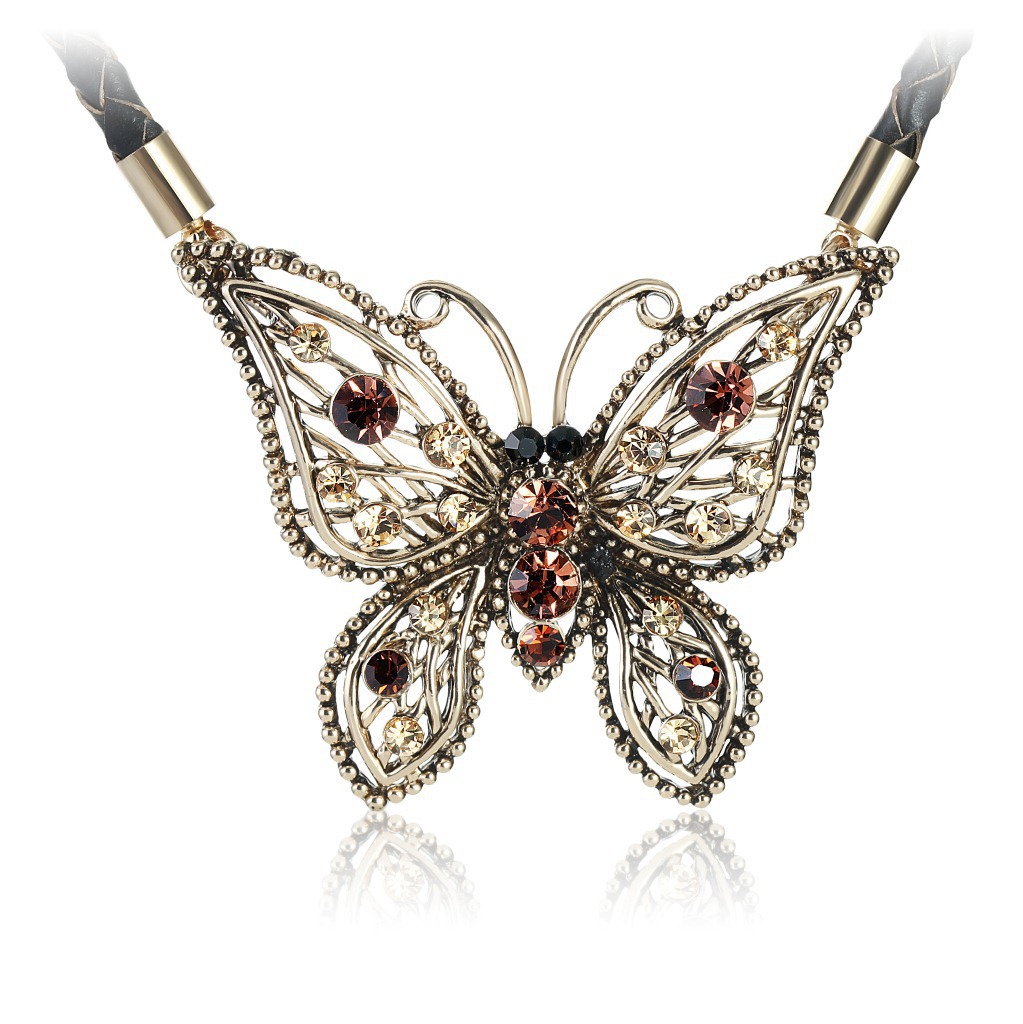 朵薇 时尚复古精品蝴蝶短链 欧美时尚风项链 哥特式风格饰品