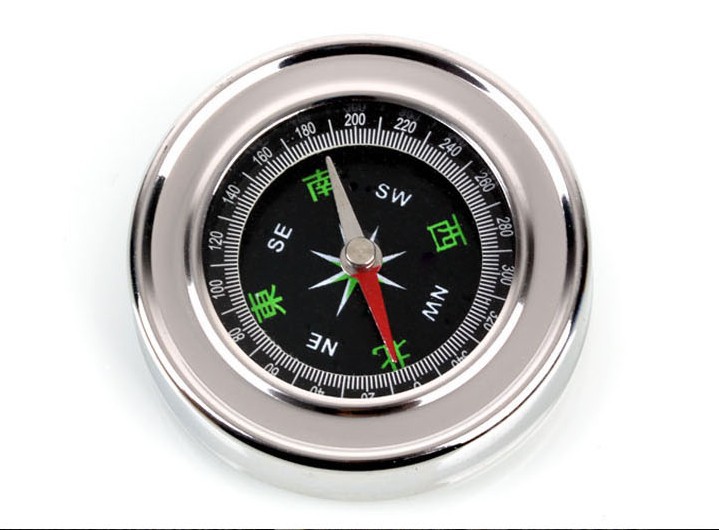户外野营必备金属圆形指南针 车载便携不锈钢金属精致指北针-「指南针