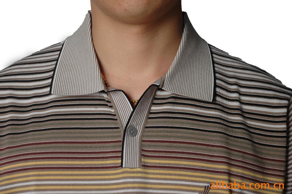 绝对正品2010男装三利桑蚕丝条纹翻领短袖t恤 228.00,218.00,190.